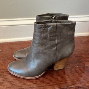 Aerin Gray Clayton Leather Ankle Booties Boots 9.5M